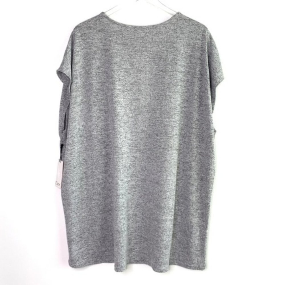 NWT DEX Gray Cap Sleeve Lace Up Top #A10 - Picture 4 of 6